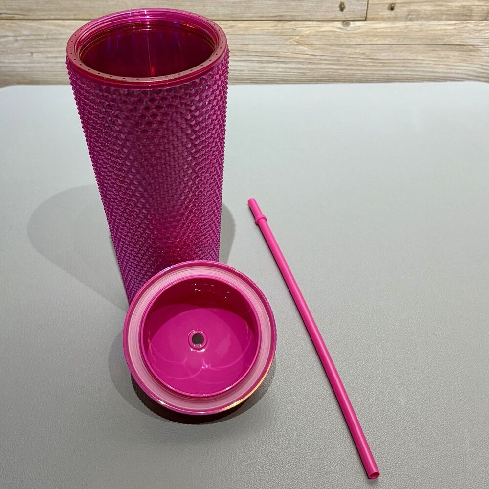 Starbucks 2025 Cold Cup Tumbler Iridescent Pink Domed Studded 24 fl. oz Venti - Picture 5 of 11